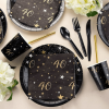 144 Piece 40th Birthday Party Supplies Set for Men, Women, Serves 24 Paper Plates and Napkins, Cups, Cutlery, Black and Gold Disposable Set for 40 Bir