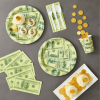 144 Piece Money Birthday Party Decorations for Party Supplies, Paper Plates, Napkins, Cups, & Cutlery Tableware Set, Hundred Dollar Bill Novelty (24 G