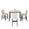 TOPMAX 5 Piece Counter Height Faux Marble Modern Dining Set with Matching Chairs and Marble Veneer for Home, Beige