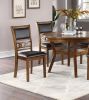 Contemporary Dining 5pc Set Round Table w 4x Side Chairs Walnut Finish Rubberwood Unique Design