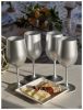 Metallic Silver Color Plastic Wine Glasses Set of 4 (12oz), BPA Free Acrylic Wine Glass Set, Unbreakable Red Wine Glasses, White Wine Glasses