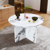 Round Dining Table for 4-6, 47 Inch Modern Kitchen Faux Marble Table Small Dinner Table MDF Kitchen Dinning Table for Cafe Restaurant Wine Bar Home Of
