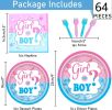 Gender Reveal Tableware Plates Baby Shower Boy or Girl Birthday Party Supplies Disposable Paper Dinnerware Set Serves 16 Guests for Boy Kids Perfect P
