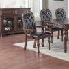 Traditional Brown Finish 9pc Dining Set Table w 2x Arm Chairs 6x Side Chairs Rubber wood Intricate Design Tufted back Cushion Seat Dining Room Furnitu
