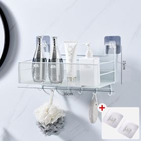 Shower Wall Shelf Wall Mounted Bathroom Shelves Storage Rack Toilet WC Accessories Kitchen Free Punch Condiment Storage Baskets (Color: Upgrade white large)