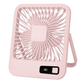 Mini Desktop Cooling Fan Rechargeable Battery Powered Personal Fan Speed Adjustment Strong Airflow Quiet Travel Fan with LCD Display for Home Office T (Color: Pink)
