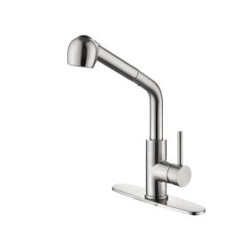 Single Handle Kitchen Sink Faucet with Pull Out Sprayer (Color: As pic)