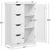 4 Drawer Bathroom Cabinet Storage Cupboard 3 Shelves Free Standing White