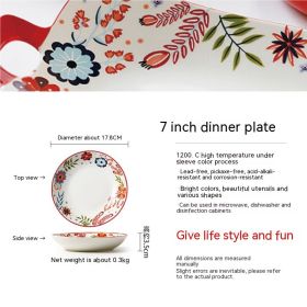 Home American Tableware Hand Drawn Creative Floral Style (Option: 7inch dining plate)