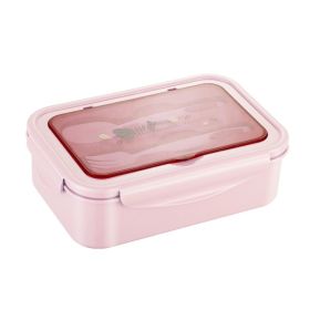 Microwave Oven Heating Lunch Box Rectangular Fruit Container (Option: Pink Translucent Cover)